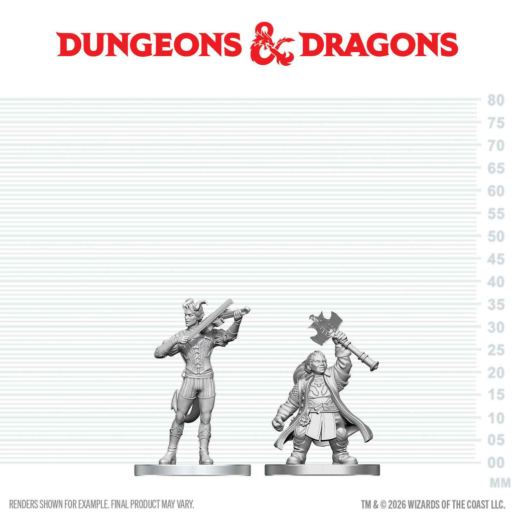 DND NOLZUR'S MARVELOUS UNPAINTED MINIATURES: W29 TIEFLING BARD N DWARF CLERIC