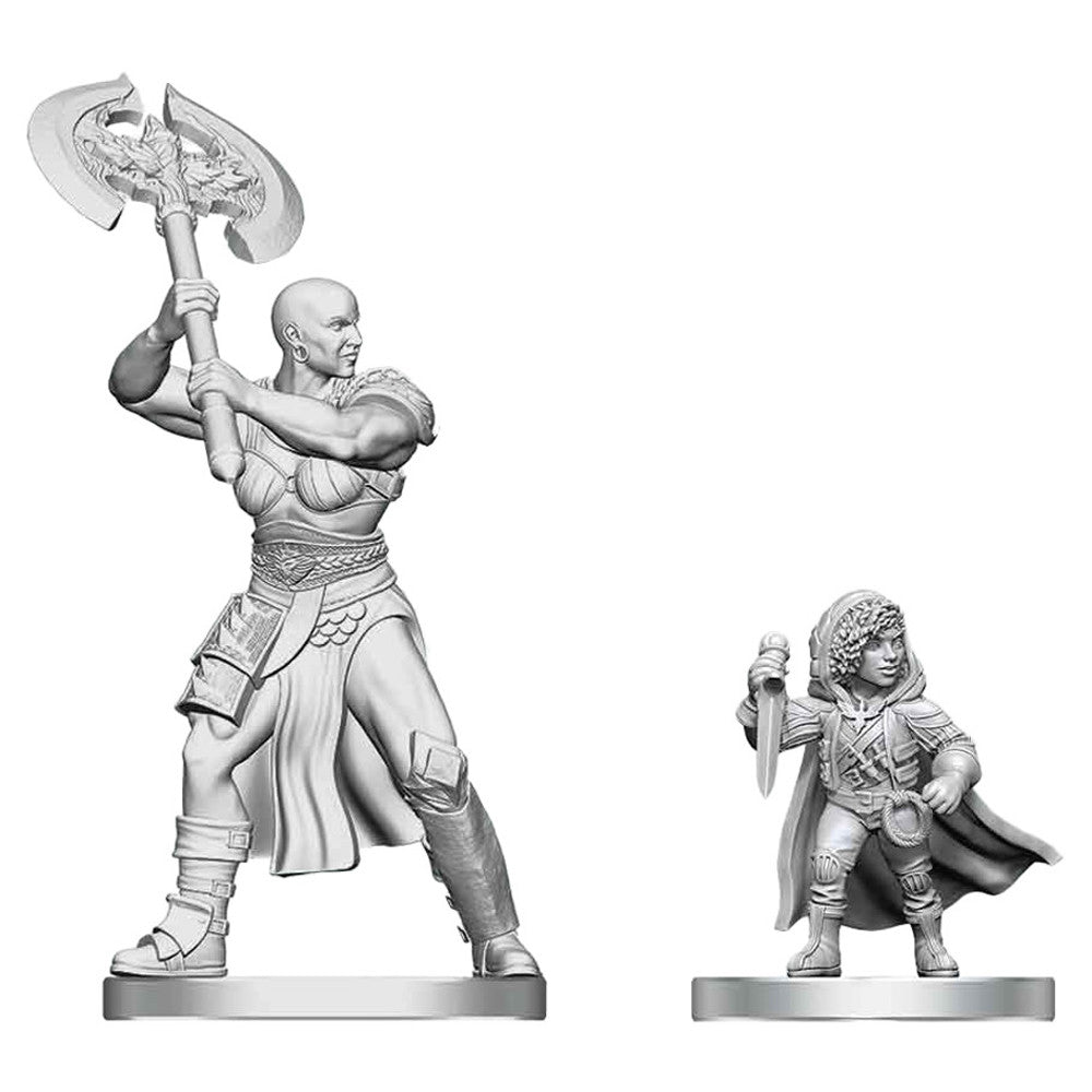 DND NOLZUR'S MARVELOUS UNPAINTED MINIATURES: W29 GOLIATH BARBARIAN N HALFLING ROGUE