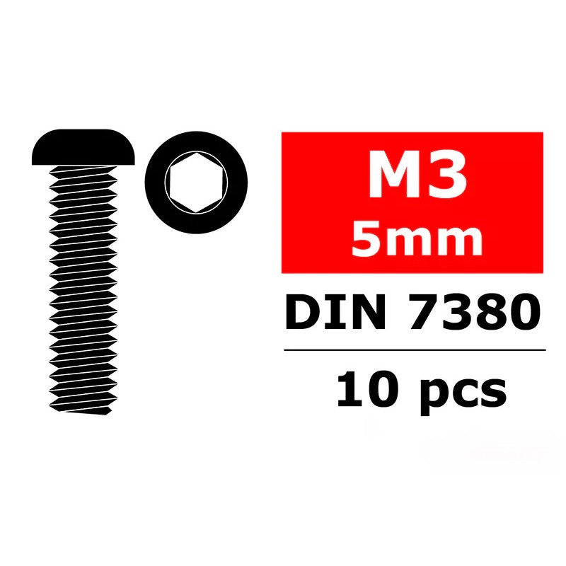 Image of Steel Screws M3 x 5mm - Hex Button Head - 10pcs