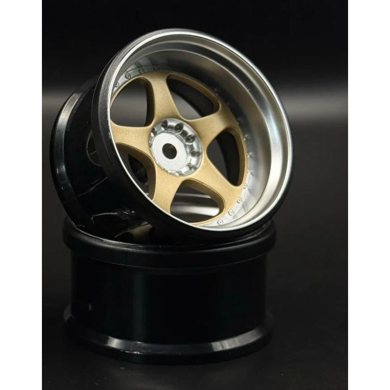 Image of NIZ 5-Star Multipiece Style 1-10 Gold Rims, 8mm Offset