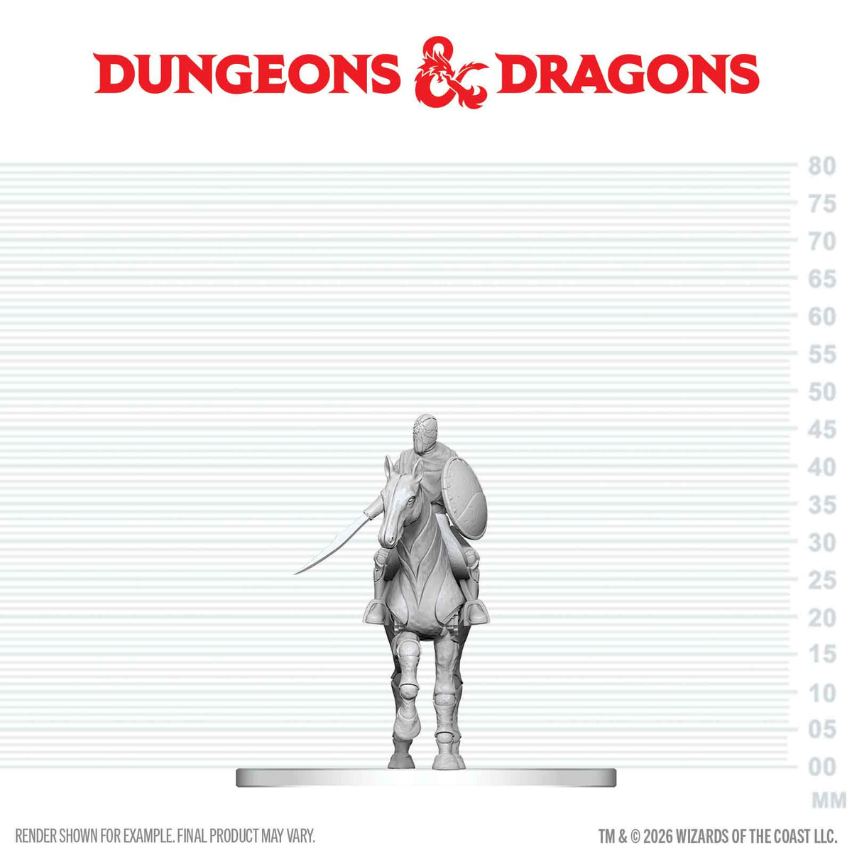 DND NOLZUR'S MARVELOUS UNPAINTED MINIATURES: W29 NIMBLEWRIGHT STEED WITH RIDER