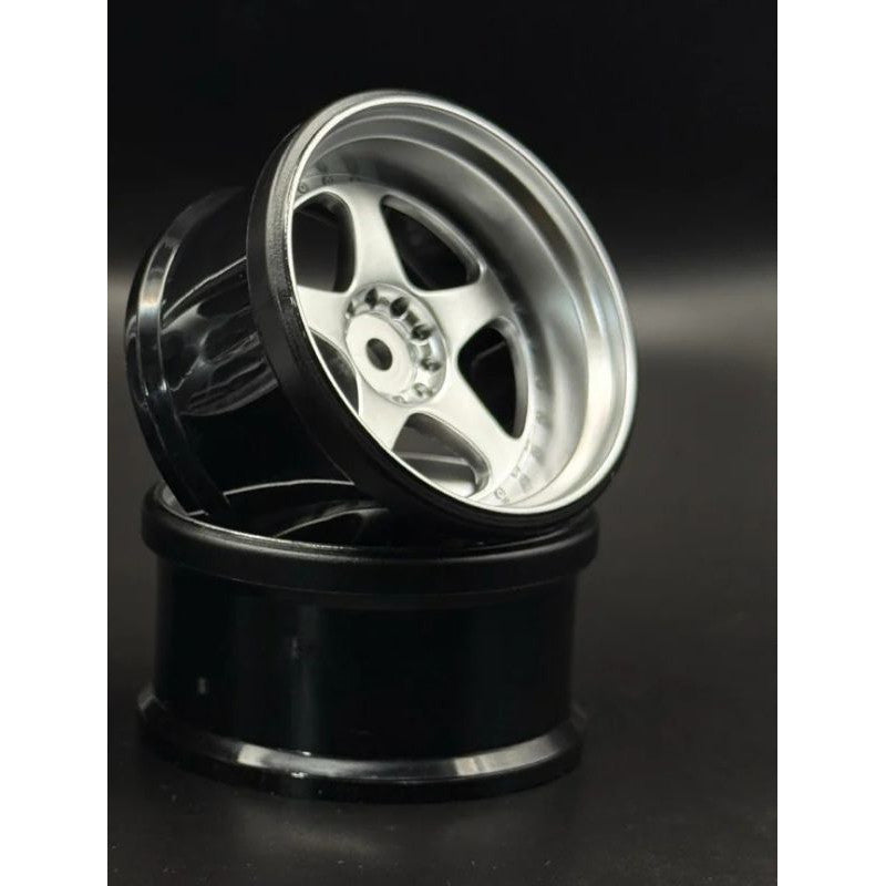 Image of NIZ 5-Star Multipiece Style 1-10 Silver Rims, 8mm Offset