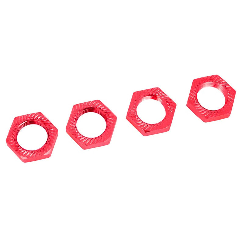 Image of Wheel Nut - Serrated - Aluminum - Red - 4