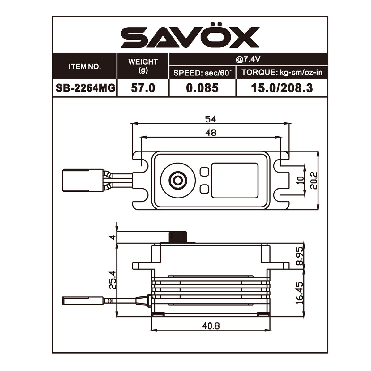 Image of Low Profile HV Brushless Servo .085sec / 208.3oz @ 7.4V
