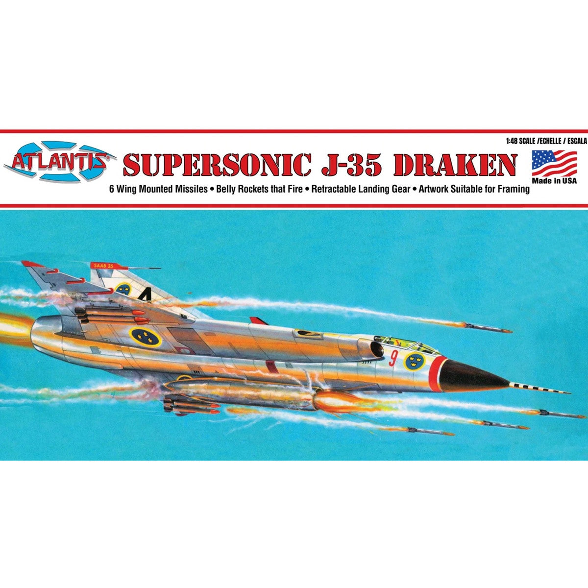 Image of 1:48 J-35 Draken Supersonic Fighter Jet with Firing