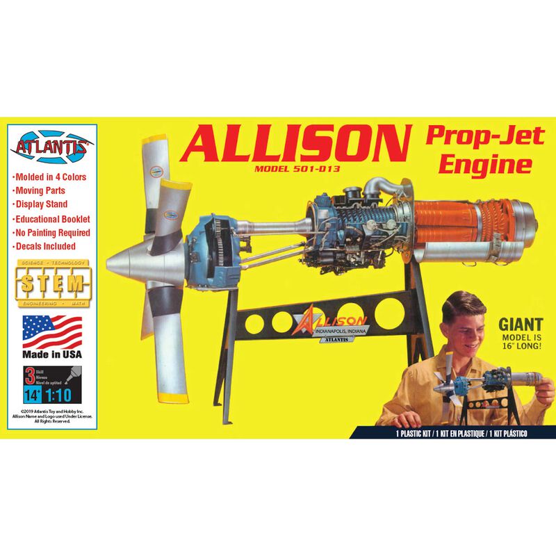 1/10 Allison Model 501-D13 Prop-Jet Engine Plastic Model Kit, Skill Level 3