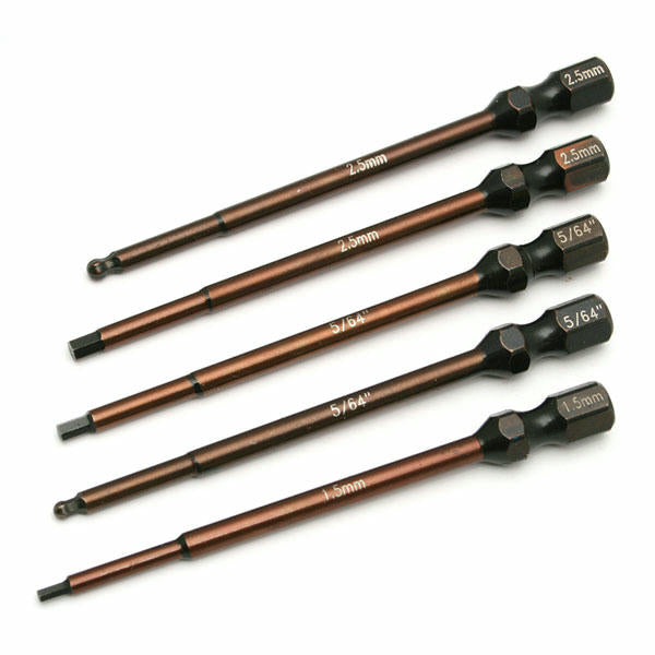 Image of Team Associated Hex Drive Bit Set 1.5mm, 2.5mm Ball , 2.5mm, 5/64, 5/64 Ball