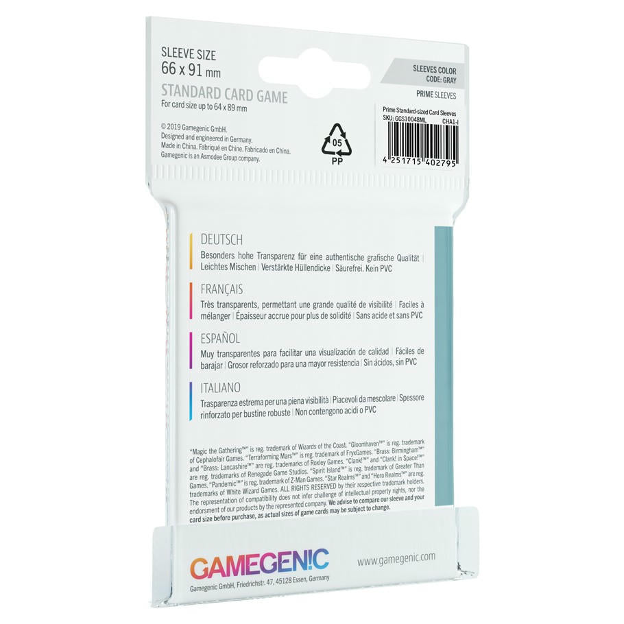 Image of Standard CLEAR Card Game Sleeves 66x91mm (50) GameGenic GG1048 (Code Gray)