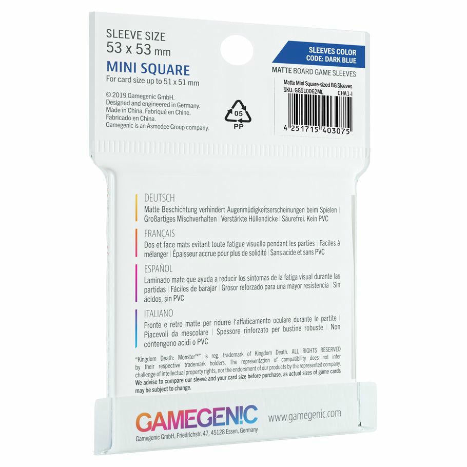 Image of Mini Square CLEAR Matte Game Sleeves 53x 53mm (50) GameGenic GG1062