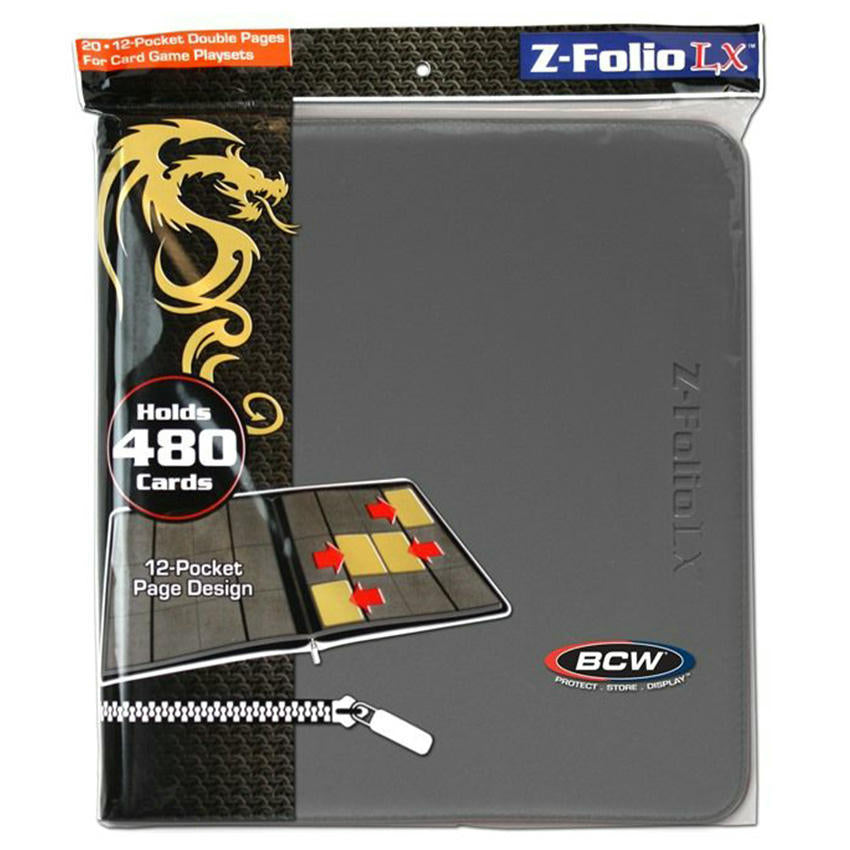 Image of BCW Gray Z-Folio LX Leatherette 12-Pocket Zipper Binder BCWZF12LXGRY