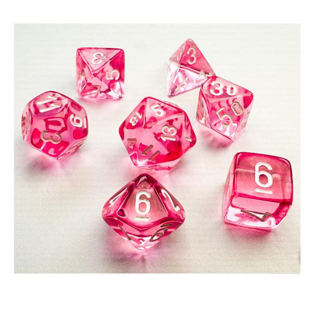 Chessex Mini Translucent Pink/White Polyhedral Dice Set (D20/12/10/%/8/6x2/4)