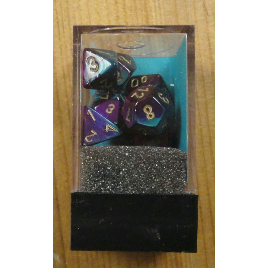 Image of Chessex Mini Gemini Purple-Teal/Gold Polyhedral Dice Set (D20/12/10/%/8/6x2/4)