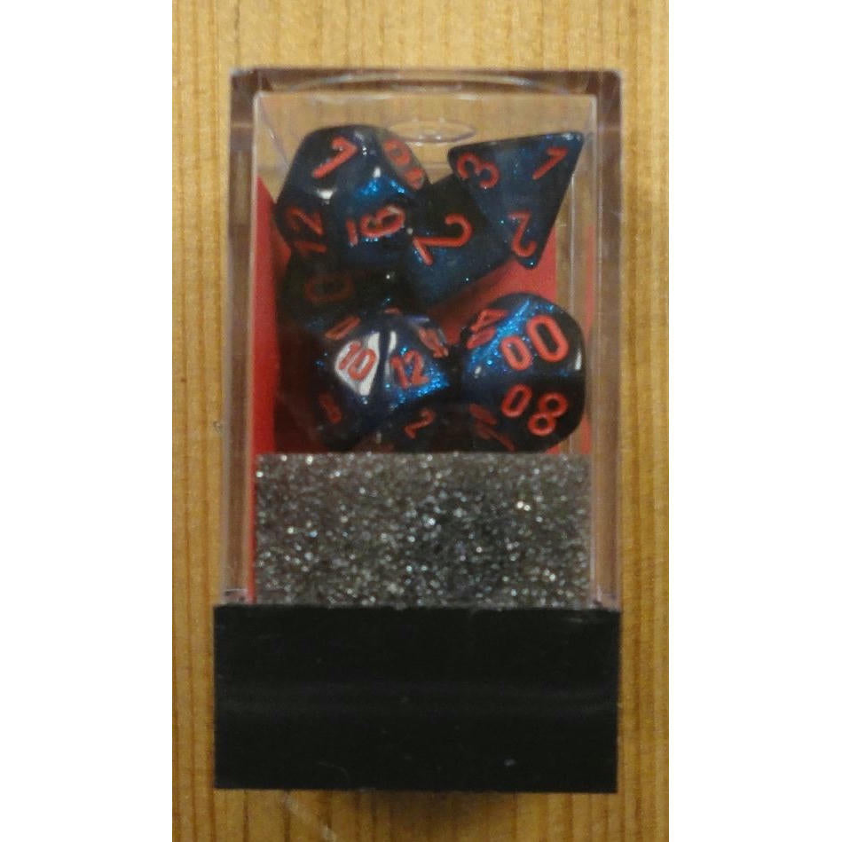 Image of Chessex Mini Gemini Starlight-Black/Red Polyhedral Dice Set D20/12/10/%/8/6x2/4