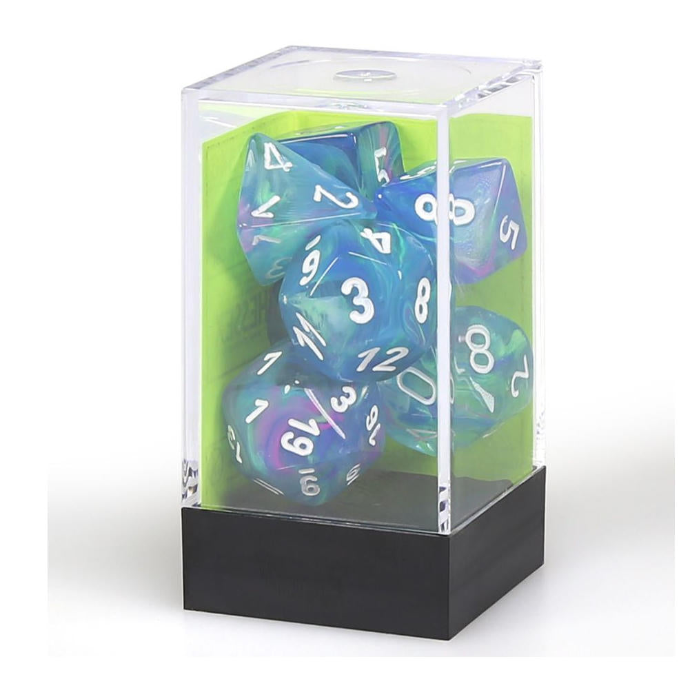 Chessex Festive Waterlily/White Polyhedral Dice Set (D20/12/10/%/8/6/4) CHX27546