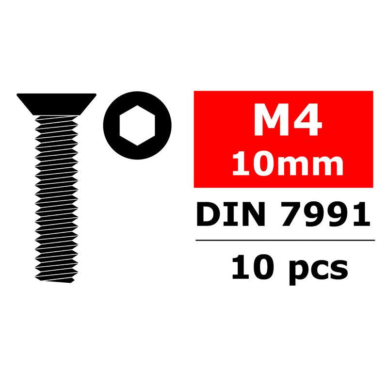 Image of Steel Screw M4 x 10mm, Hex Flat Head, 10pcs