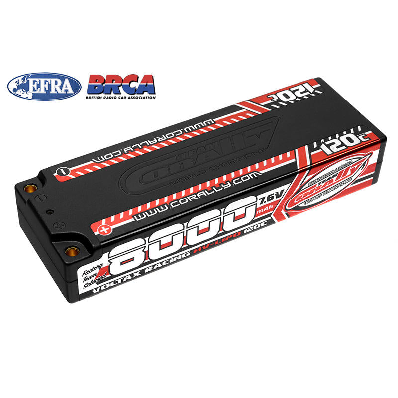 Image of 8000mAh 7.6v 2S 120C Voltax Hardcase Lipo Battery - 4mm