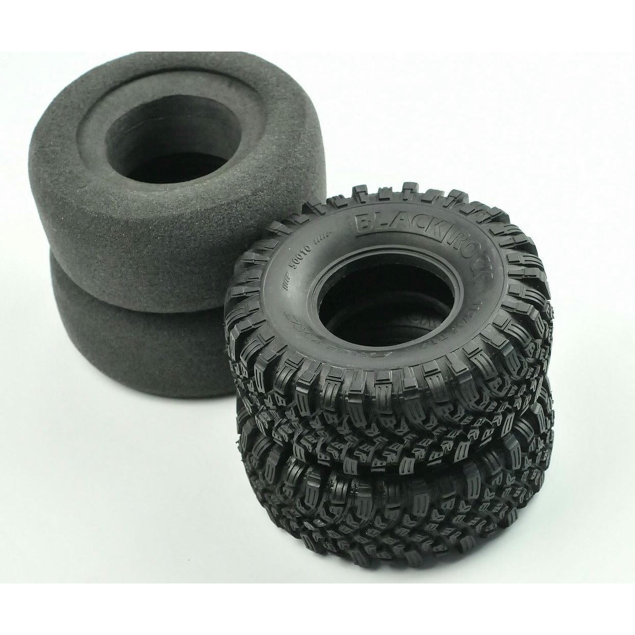 Image of Cross RC 1/10th Scale Black Rock 1.9 Super Soft Rock Crawler Tires w/2-Stage