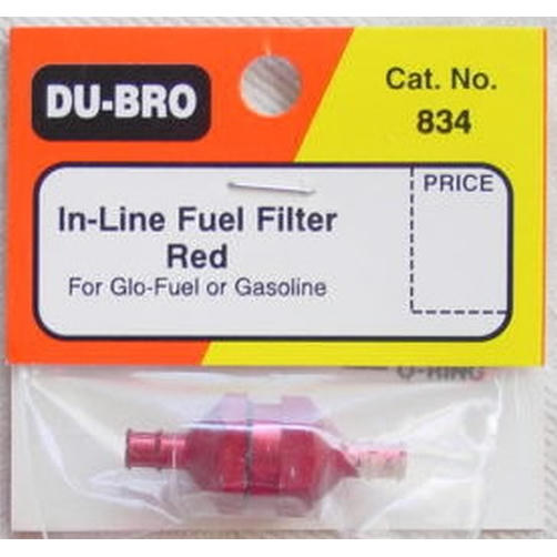 Image of Dubro Red Aluminum In-Line Fuel Filter DUB834 Fits Standard 3/32 ID Fuel Line