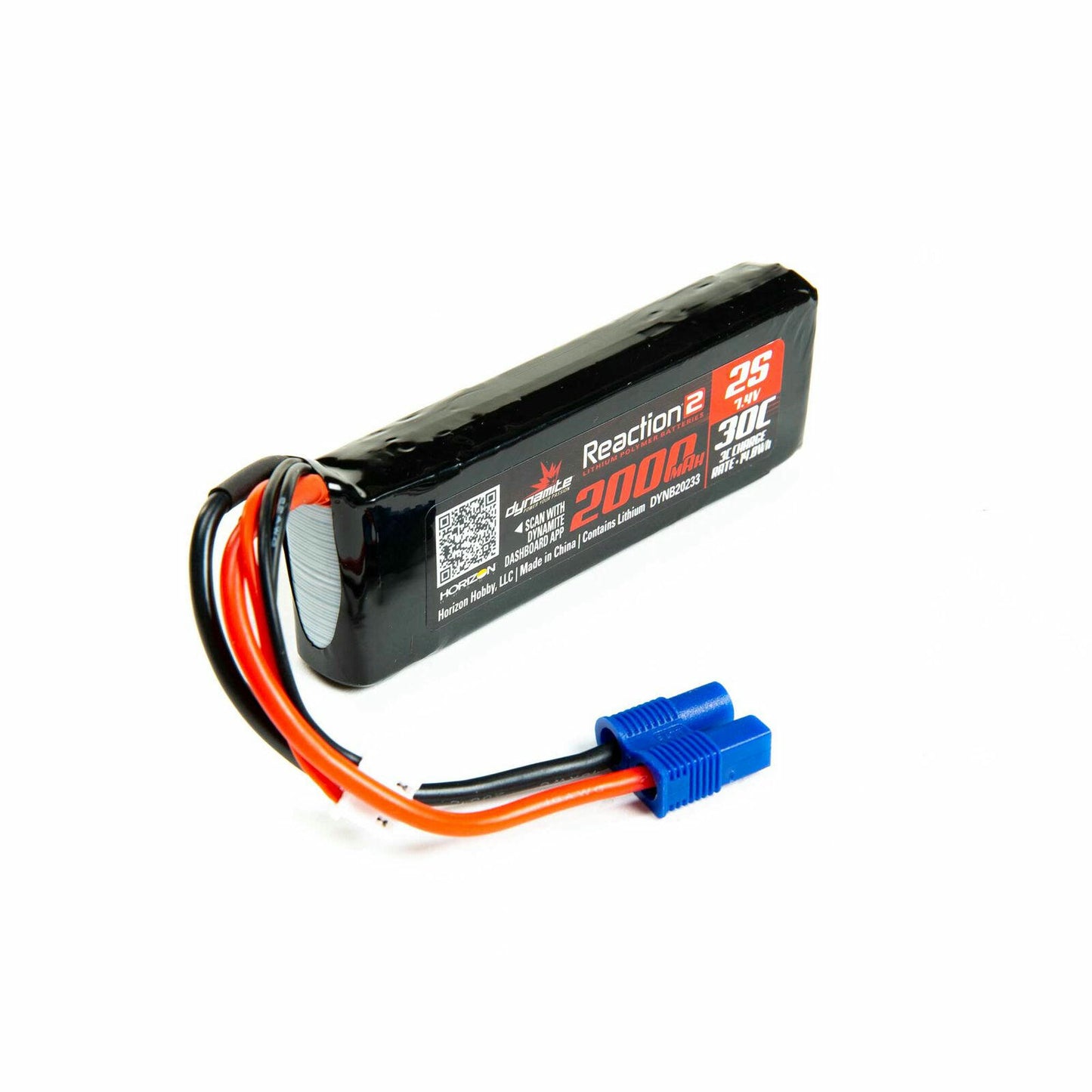 Image of Dynamite Reaction 2000mAh 30C 7.4V Lithium Polymer Lipo Battery w/EC3 DYNB20233