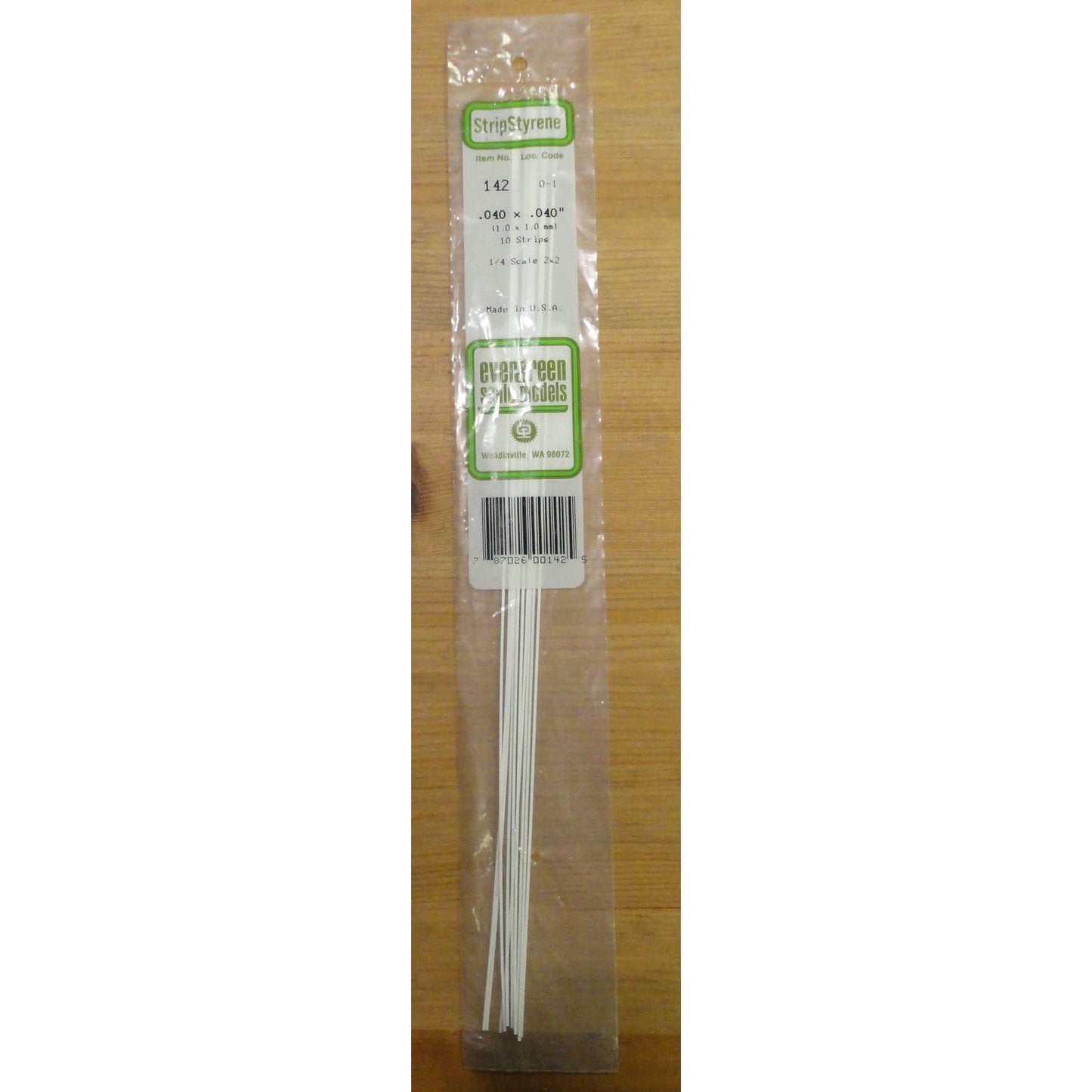 Image of Evergreen Scale Models #142 .040x.040 (1.0x1.0mm) Polystyrene Strips (10pcs)