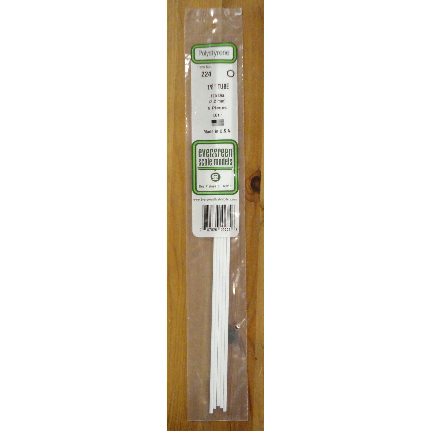 Image of Evergreen Scale Models #224 1/8 (3.2mm) Polystyrene Tubes (4pcs)