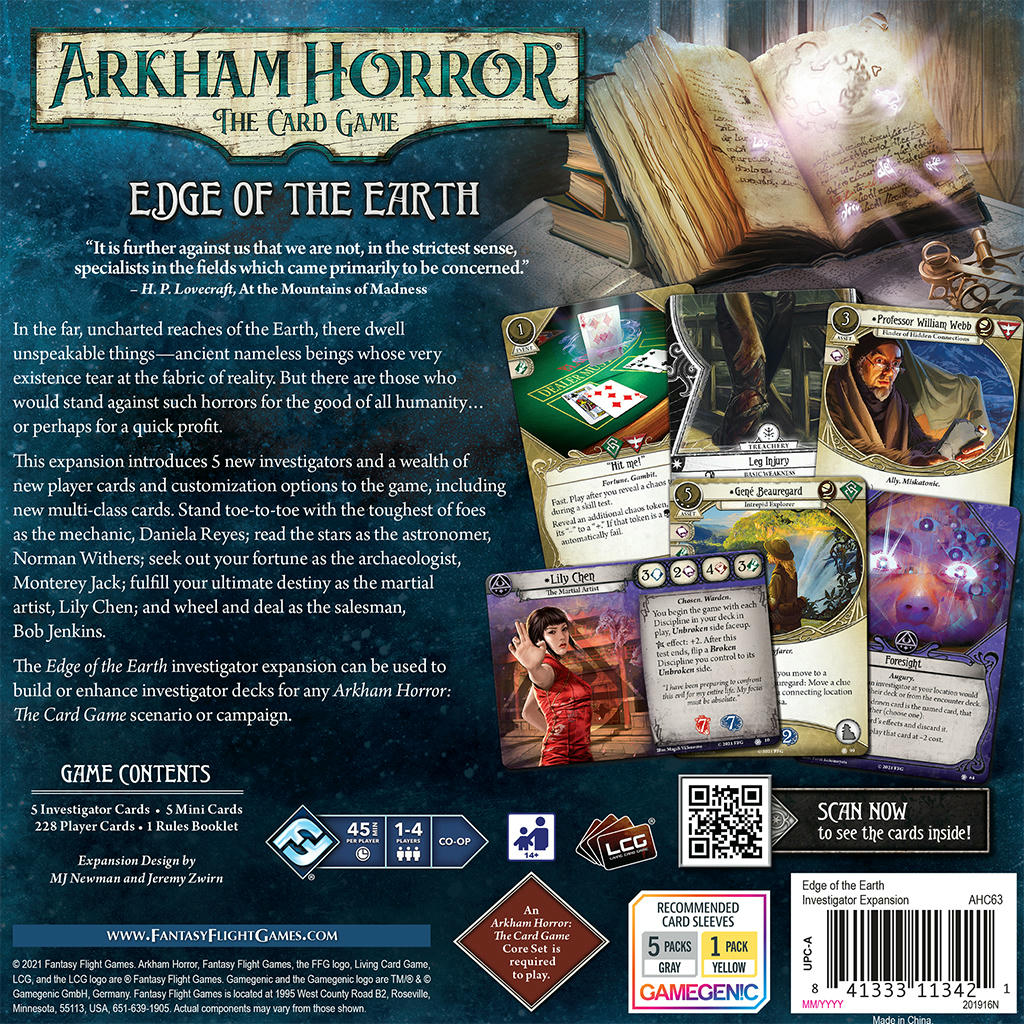 Image of Arkham Horror Card Game LCG: Edge of the Earth Investigator Expansion FFGAHC63