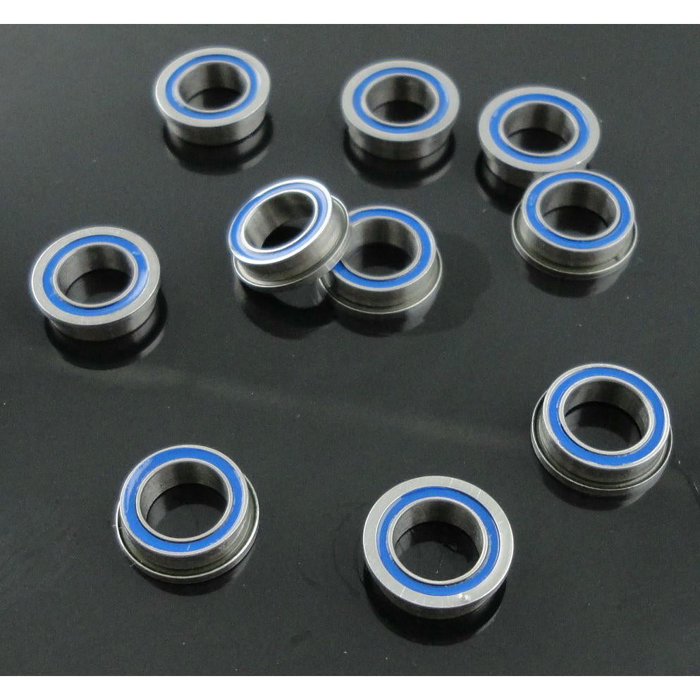 1/4x3/8 Flanged Blue Rubber Seal Bearings (Stainless) 10pcs