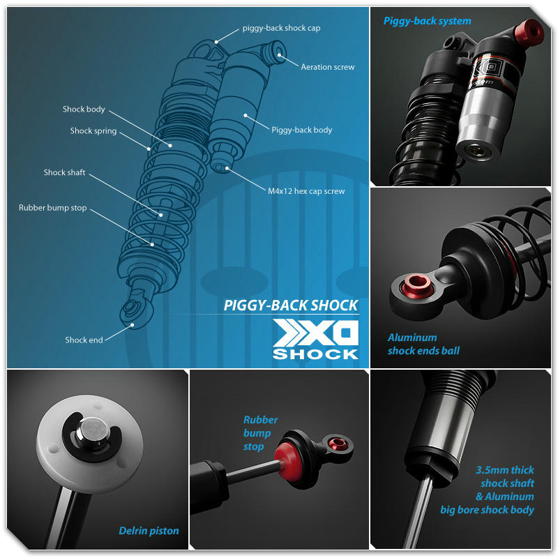 Image of GMade 113mm XD Piggyback Rock Crawler Shocks (2pcs) GMA23707 G-Made