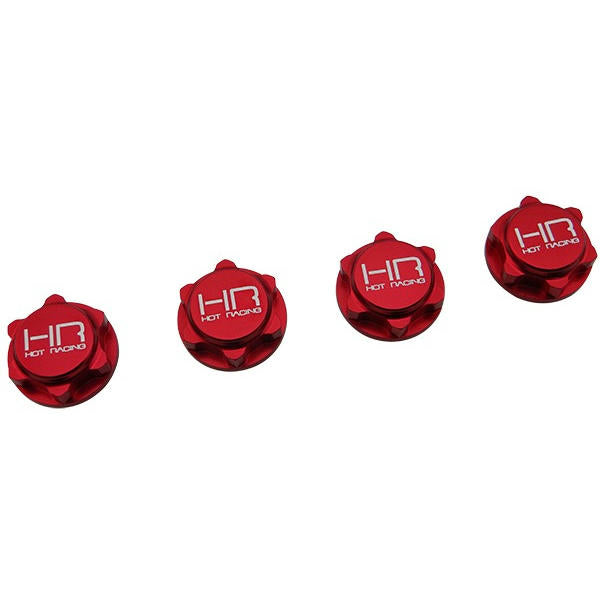 Image of Arrma 1/8th Outcast/Kraton 17mm Red Alloy Closed-End Dirt Shield Wheel nuts