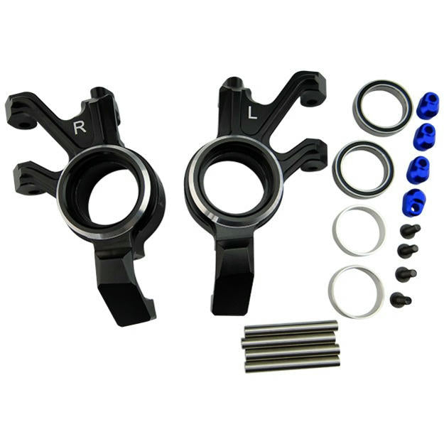 Image of Traxxas X-Maxx XMAXX Black Alloy 3-Bearing Steering Knuckles Hot Racing XMX2101