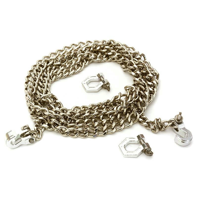 Image of Integy Silver 1/10th Rock Crawler Realistic Drag Chain & Tow Hooks w/Bow Shackle