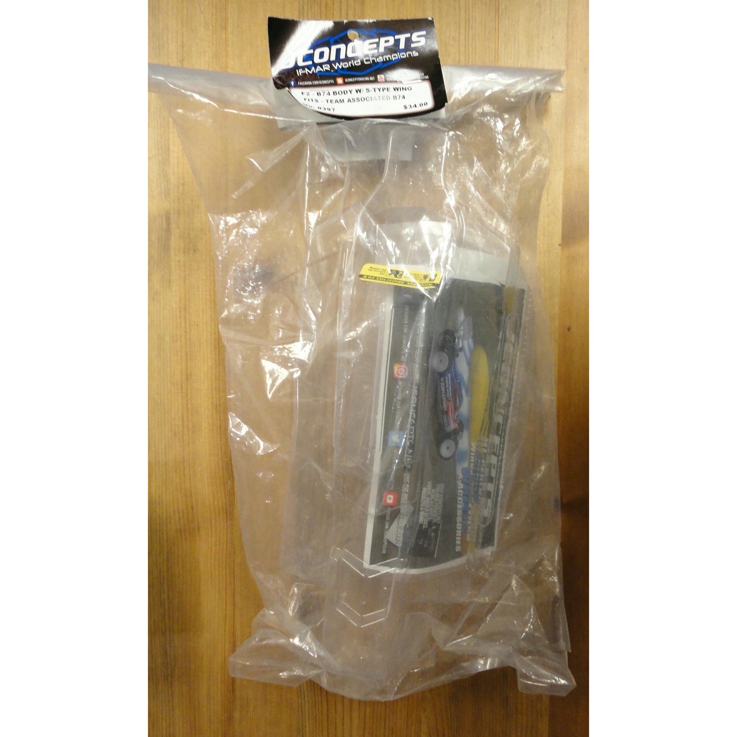 Image of J-concepts F2 Unpainted body for Associated RC10B7.4 w/S-Type Wing JCO0397