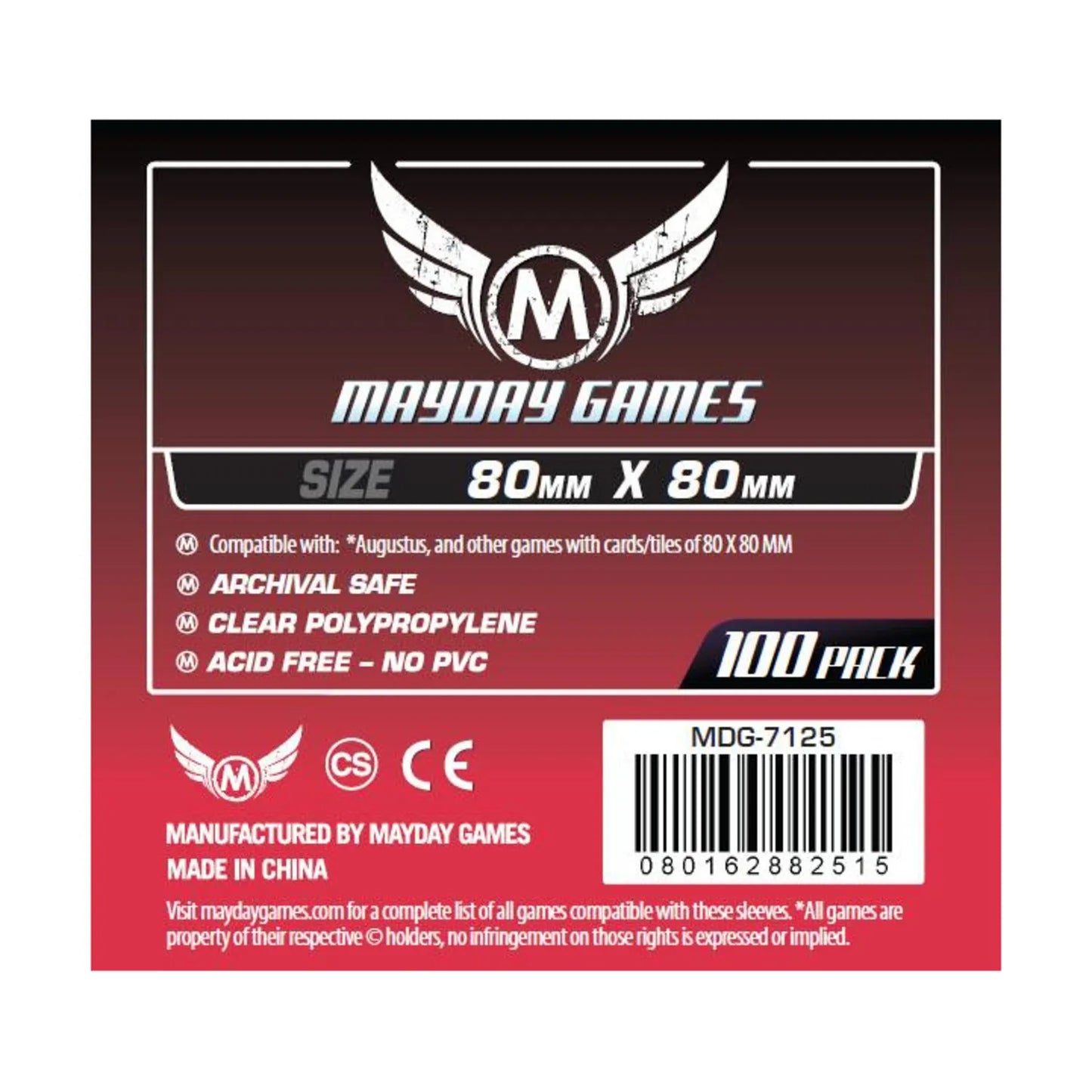 Sleeves: Card Game Sleeves 80mm x 80mm (100)