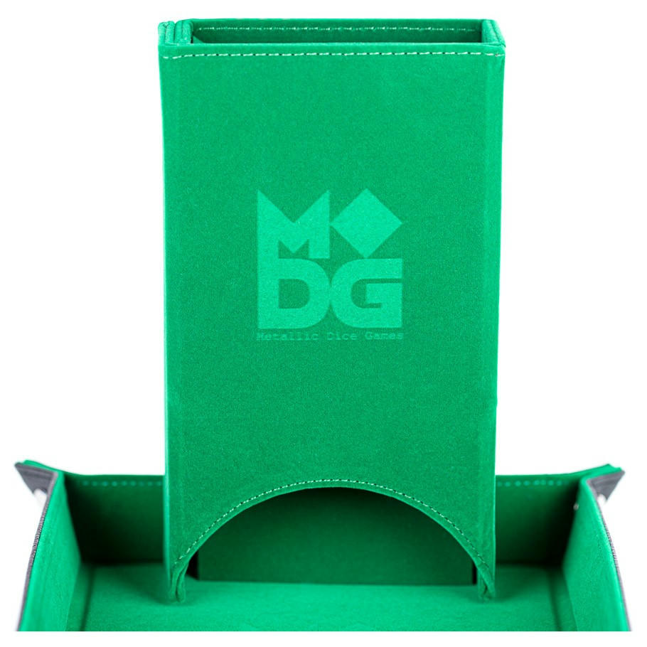 Image of Green Velvet Lined Folding Dice Tower MET545
