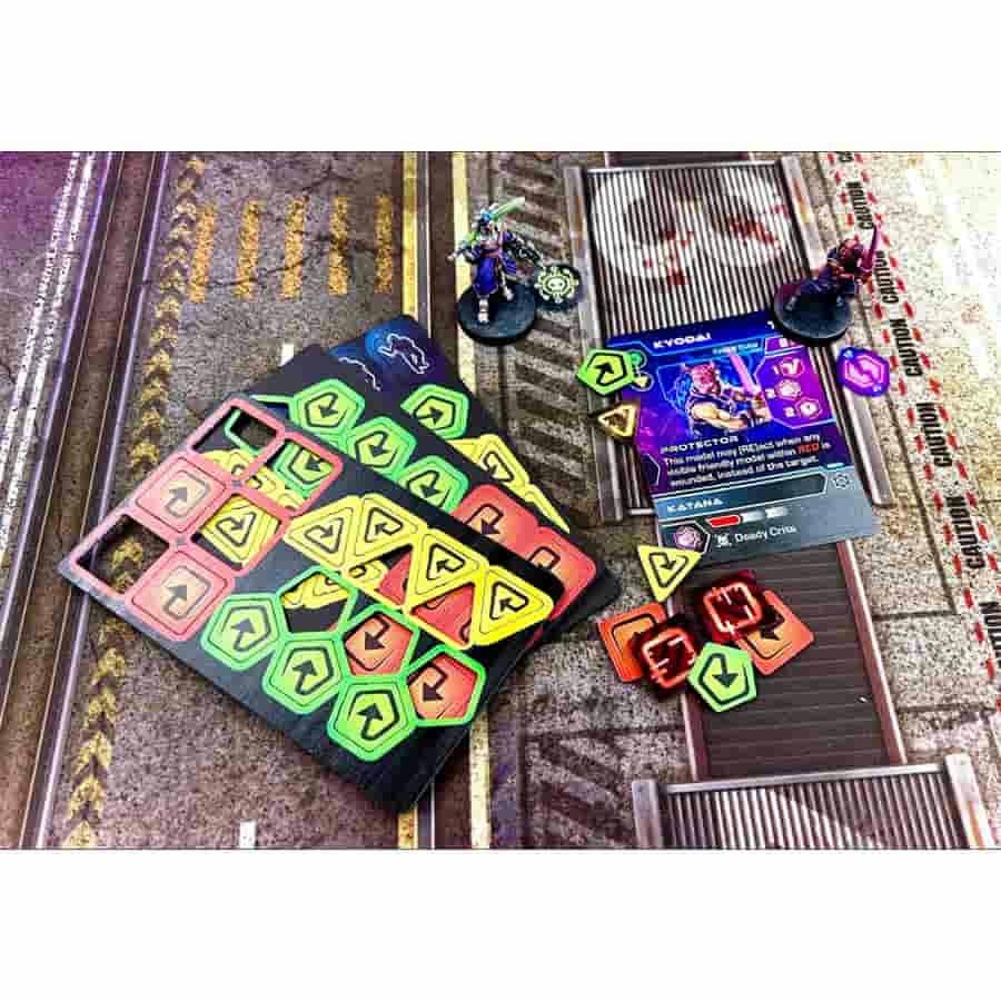 Image of Cyberpunk Combat Zone Generation Red Acyrlic Token Set MFC45026