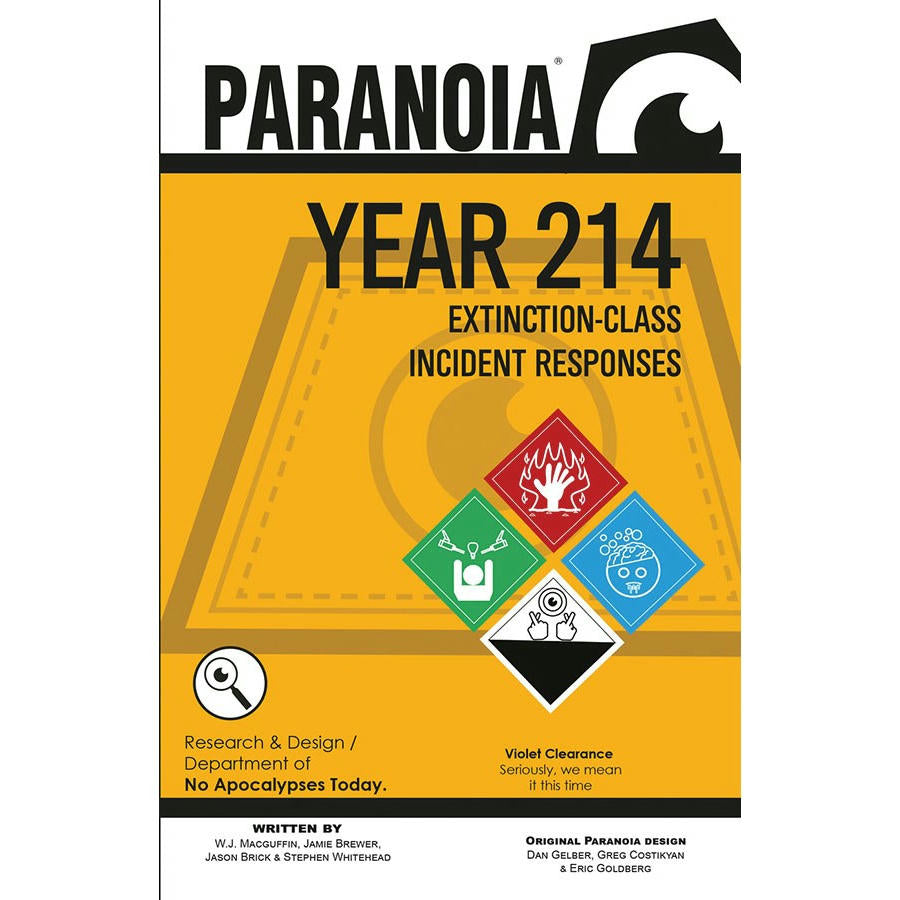Image of Paranoia RPG: Year 214 Extinction Class Incident Responses MGP50019