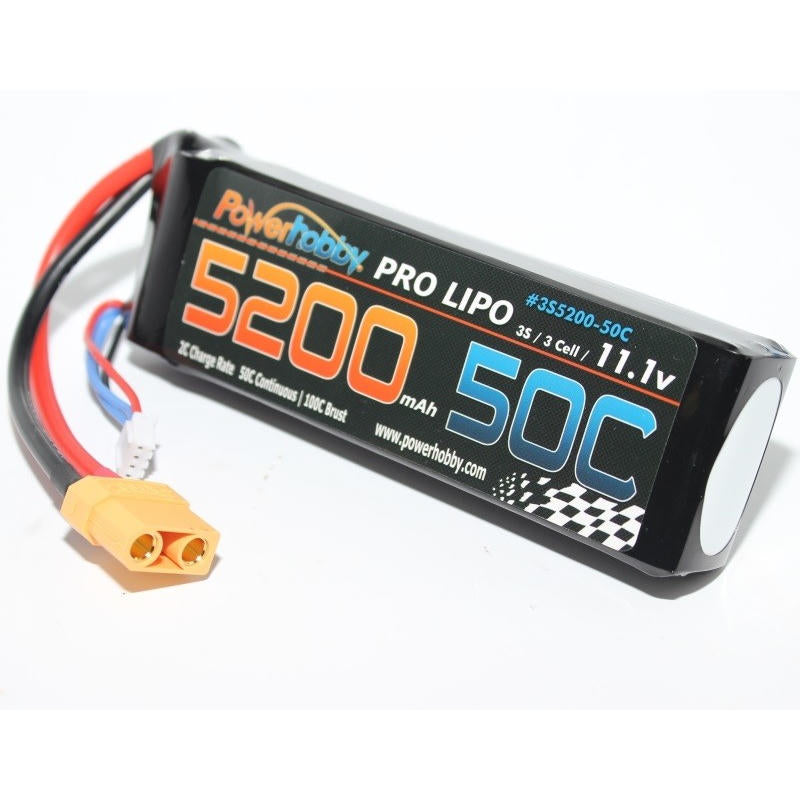 5200mAh 11.1V 3S 50C LiPo Battery w/ Hardwired XT90