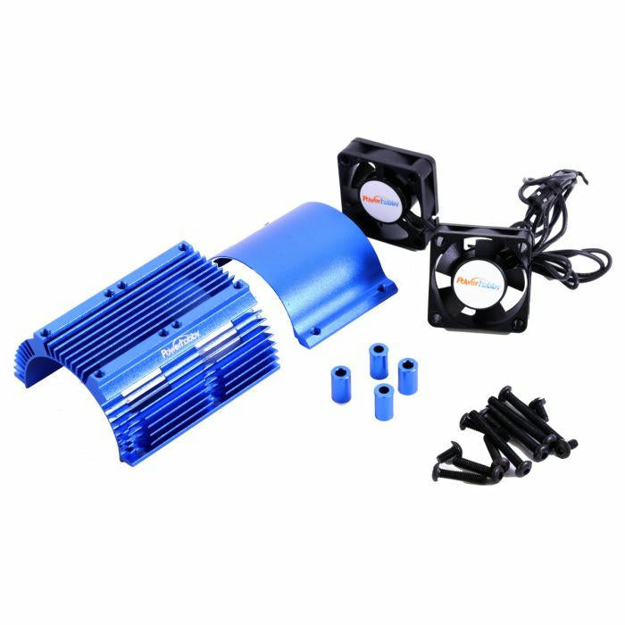 Image of Powerhobby Blue Heat Sink w Twin Turbo High Speed Cooling Fans 1/8 Motors
