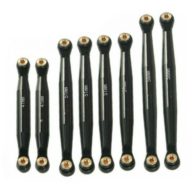Image of Axial SCX24 C10 Black Alloy Linkage Set (8pcs) PHBPHSCX2445