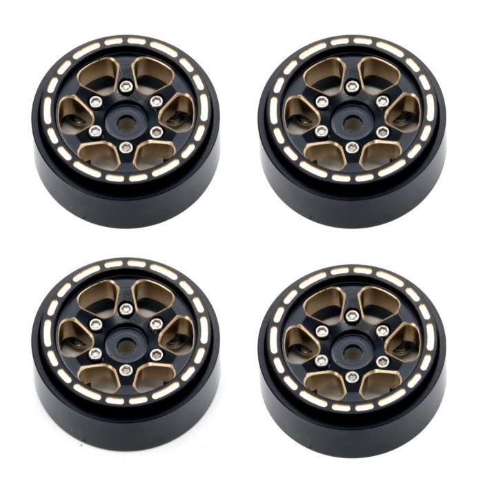 Image of 1.0 Black Brass Beadlock Crawler Wheels, 1/24 TRX4M