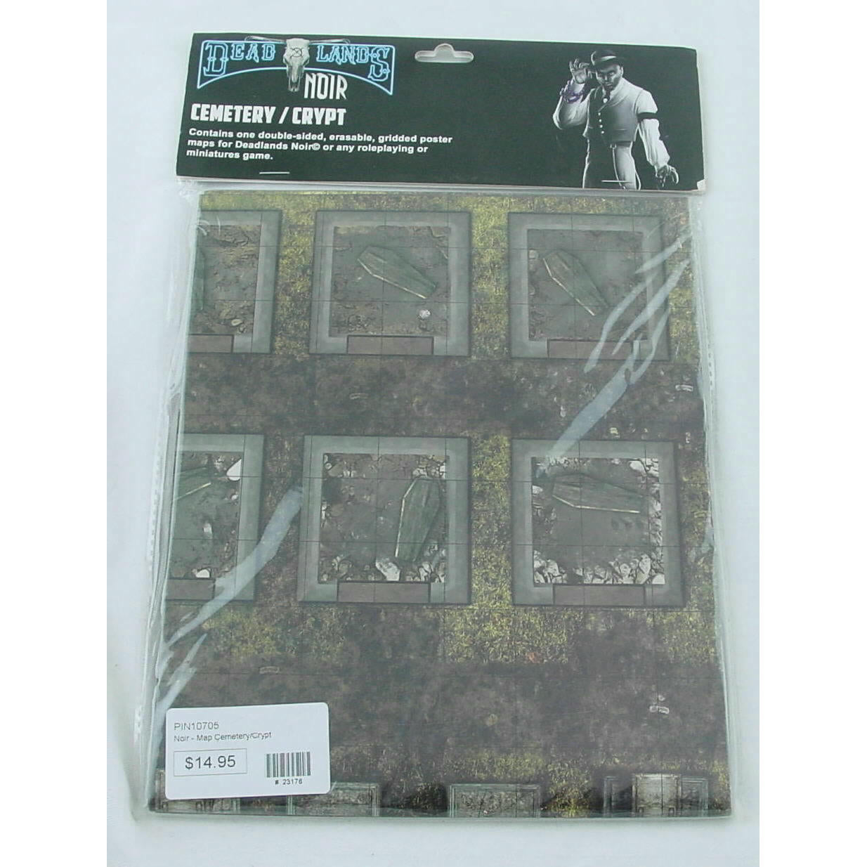 Image of Deadlands Noir Cemetery / Crypt Battle Map w/1 Squares for Role Playing Games