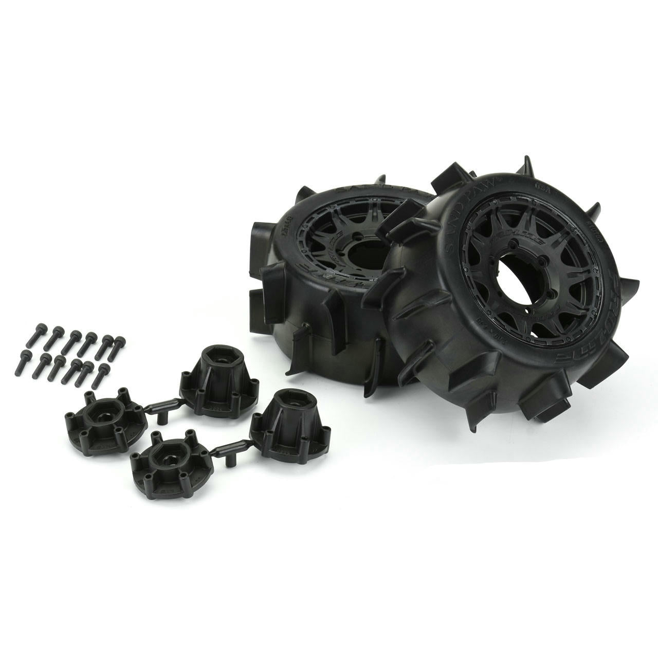 Image of Traxxas Stampede/Rustler Mounted LP 2.8 Sand Paw Paddle Tires w/Black Wheels