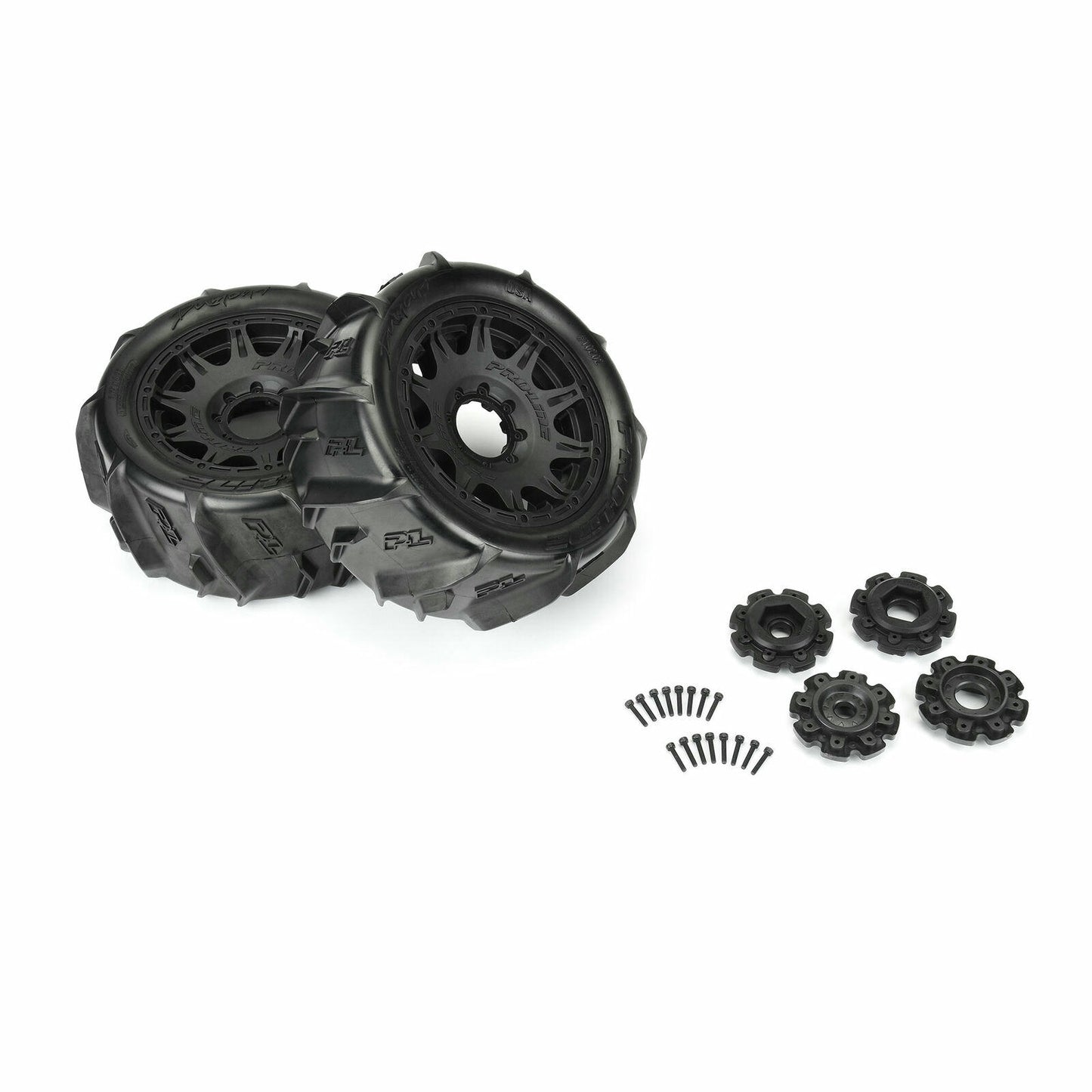 Image of Pro-Line Dumont 5.7 Paddle Sand Tires w/Black Wheels fits XMaxx/Kraton 8S 2pcs