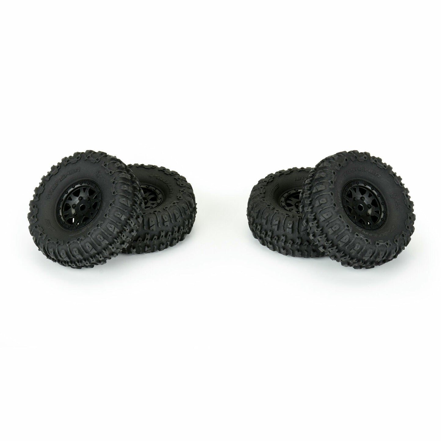 Image of Axial SCX24 Rock Crawler Trencher 1.0 Tires w Black Beadlock Wheels 4pcs)