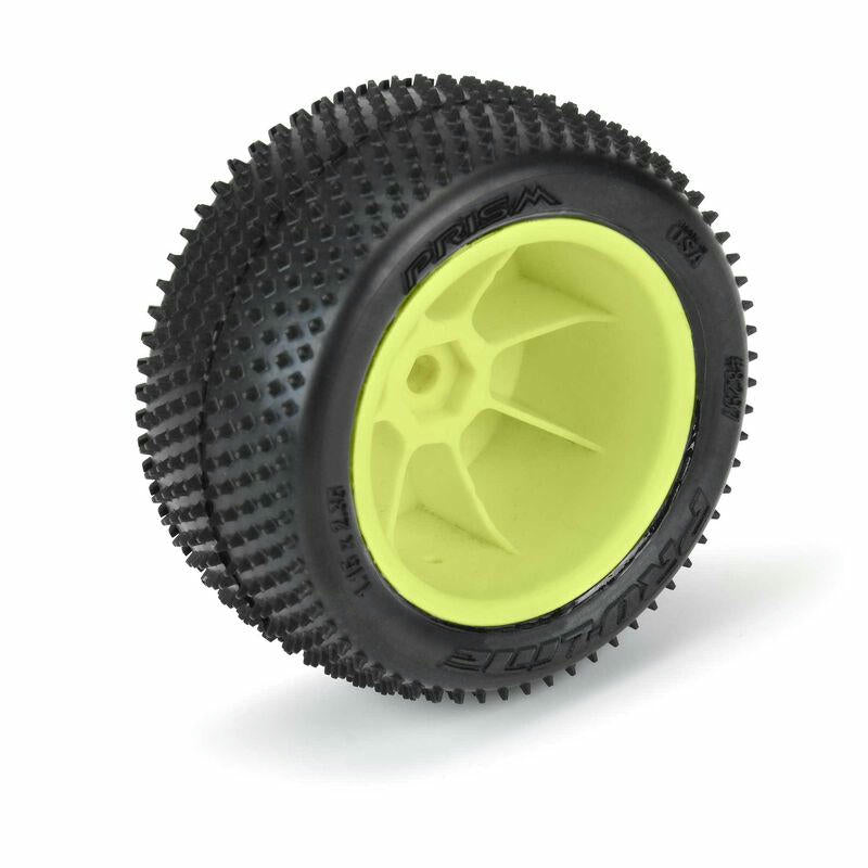 Image of Losi Mini-B 2.0 Prism Mounted Rear Tires w/Yellow Wheels 2pcs Pro-Line 8297-12