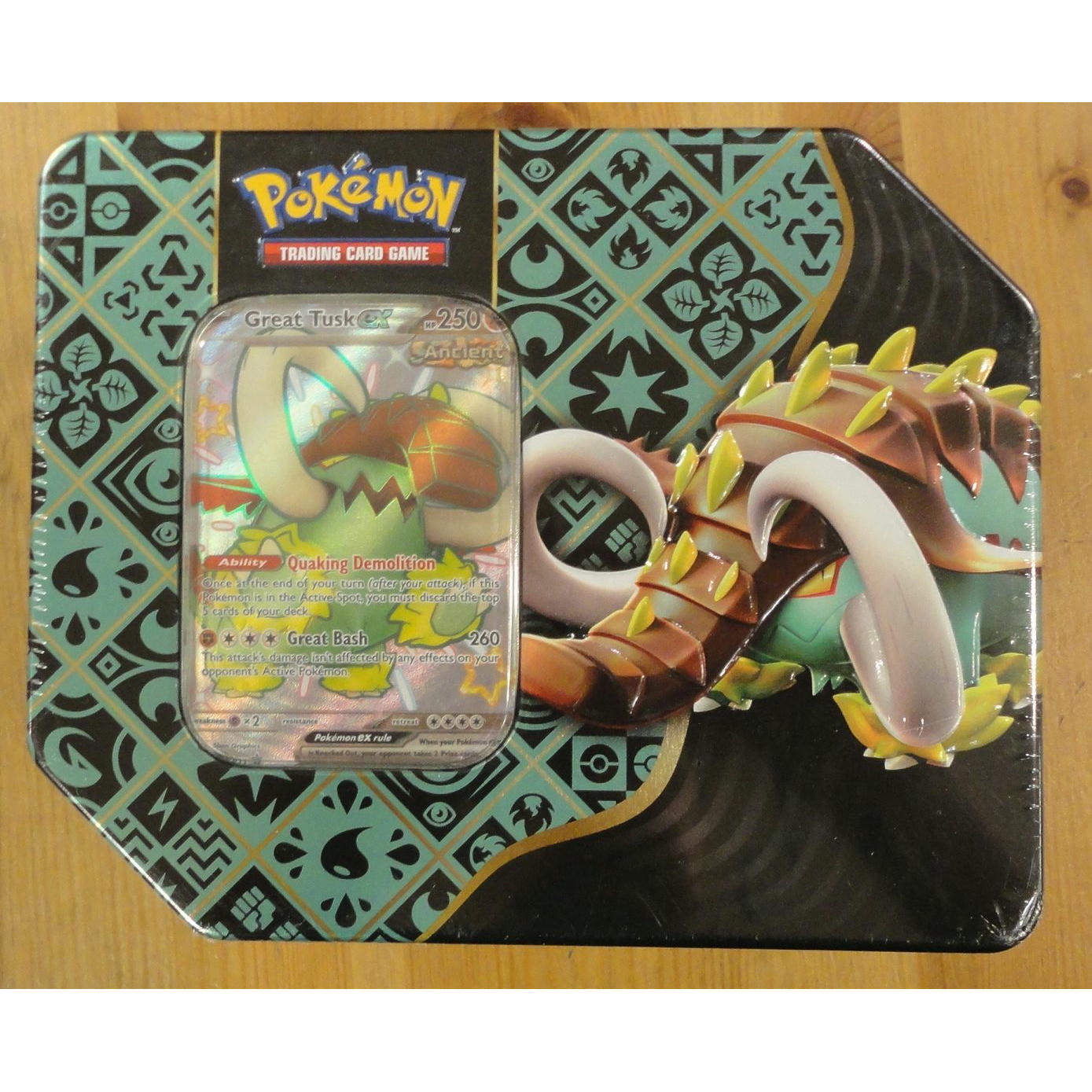 Image of Pokemon TCG Scarlet & Violet Paldean Fates Great Tusk EX Gift Tin
