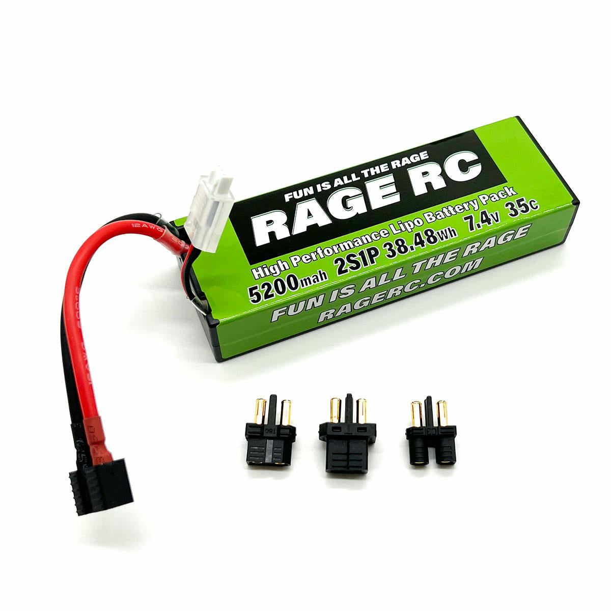 Image of Rage RC 5200mAh 7.4V 2S 35C Lithium Polymer LiPo Battery w/EC3/XT60/T-Style Plug
