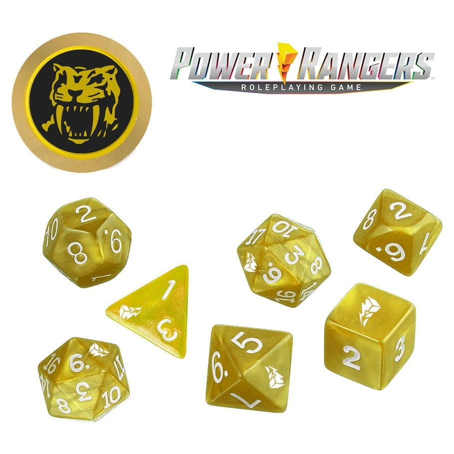 Image of Power Rangers RPG Yellow Power Ranger Dice Set & Coin RGS02335