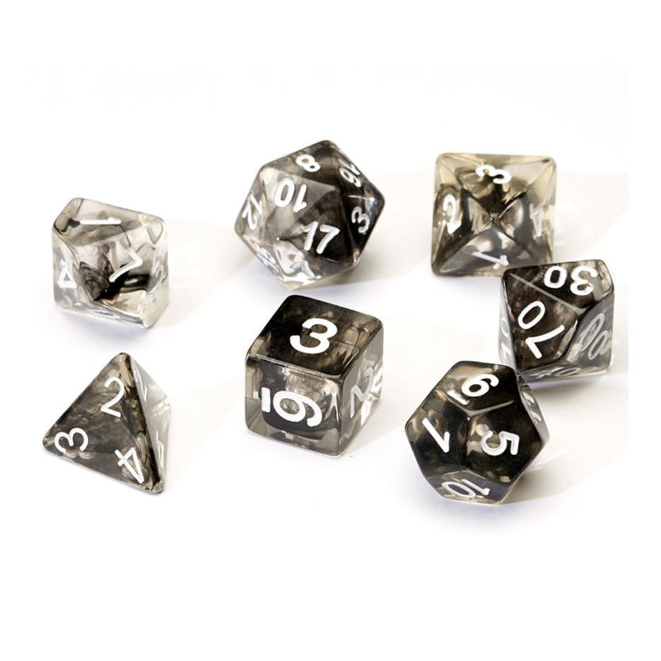 Translucent Black Cloud Polyhedral Dice D20/12/10/%/8/6/4 &d20 Sirius SDZ0001-08