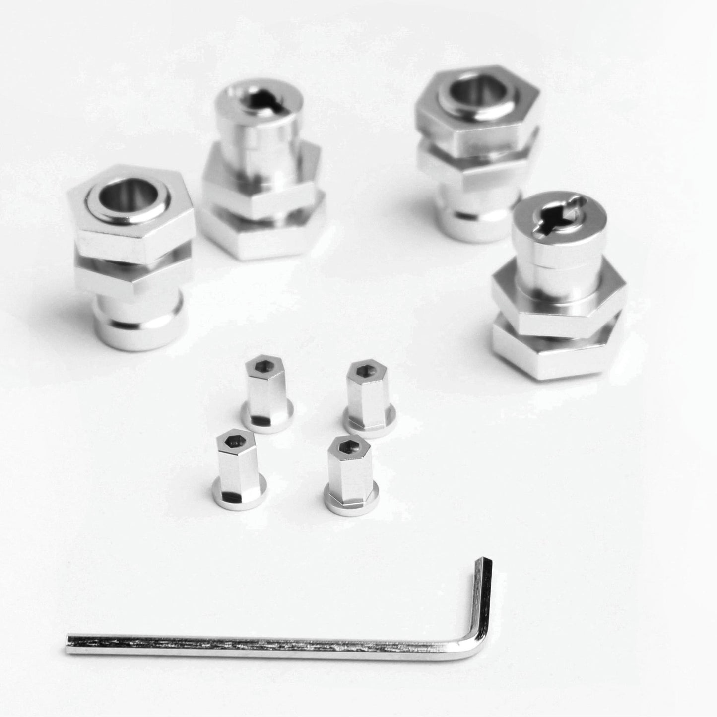 Image of Axial Wraith/SCX10 Silver Aluminum 17m Wheel Hex Conversion Set SPTSTA31266S